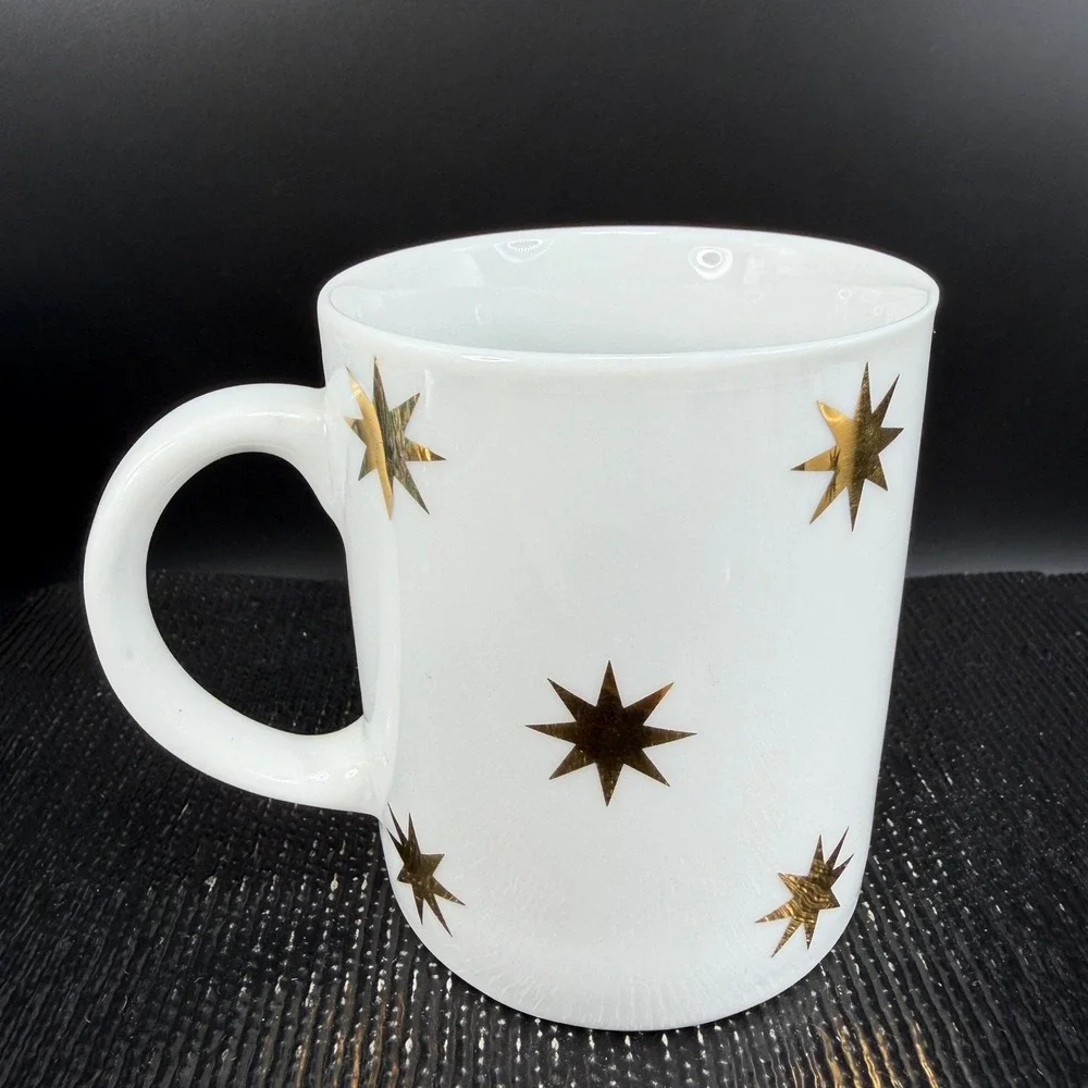 Pier 1‎ Gold Starburst White Ceramic Coffee Mugs Cups Set of 3 Monno Bangladesh